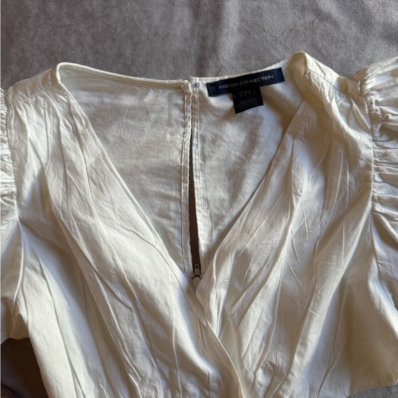 French Connection White Wrap Pleated Mini Dress - Picture 5 of 11